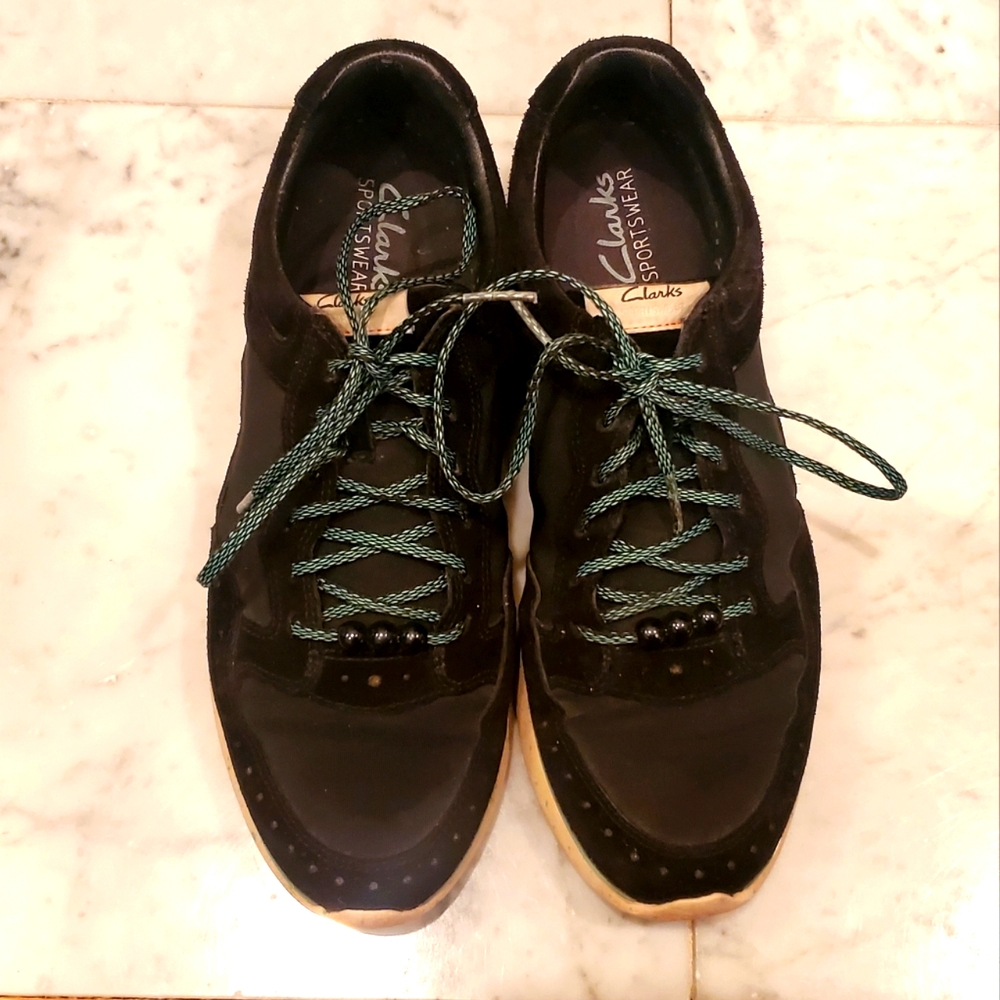 Clarks Black Suede Textile Sneakers 7.5